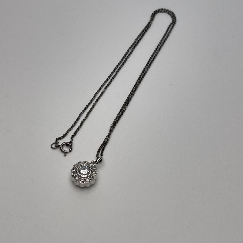 Freida Rothman Double-Sided Halo Pendant Necklace -CZ and Sterling Silver - NWOT - Picture 4 of 6